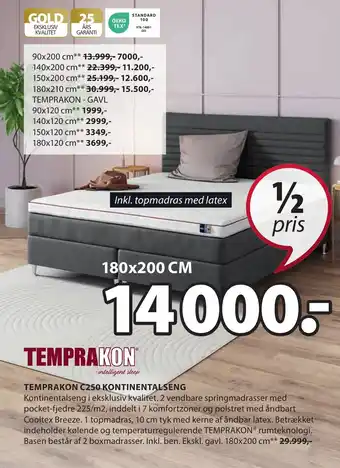 JYSK TEMPRAKON C250 KONTINENTALSENG tilbud