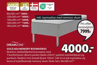 JYSK GOLD B20 MEMORY BOXMADRAS tilbud