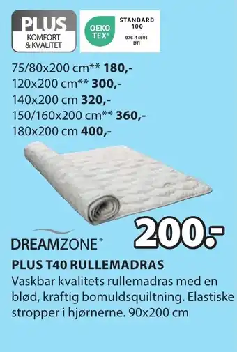 JYSK PLUS T40 RULLEMADRAS tilbud