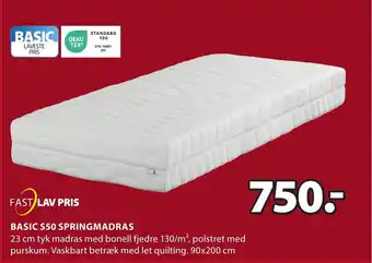 JYSK BASIC S50 SPRINGMADRAS tilbud