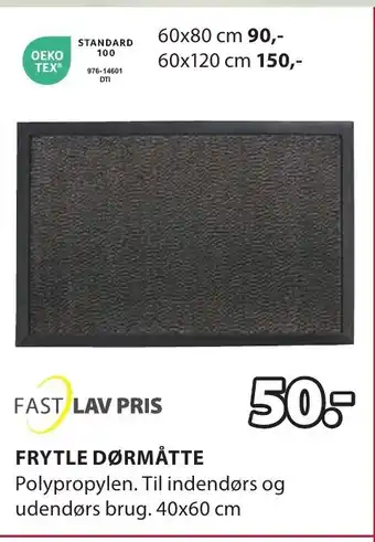 JYSK FRYTLE DØRMÅTTE tilbud