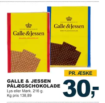 Let-Køb GALLE & JESSEN PÅLÆGSCHOKOLADE tilbud