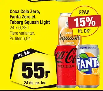Calle Coca Cola Zero, Fanta Zero el. Tuborg Squash Light tilbud