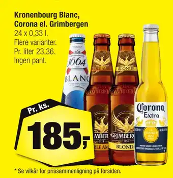 Calle Kronenbourg Blanc, Corona el. Grimbergen tilbud