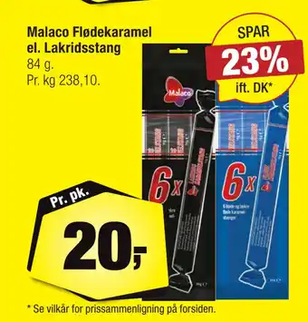 Calle Malaco Flødekaramel el. Lakridsstang tilbud