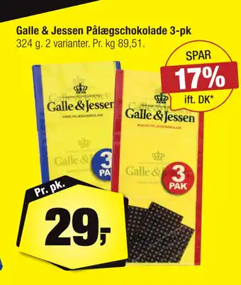 Calle Galle & Jessen Pålægschokolade 3-pk tilbud