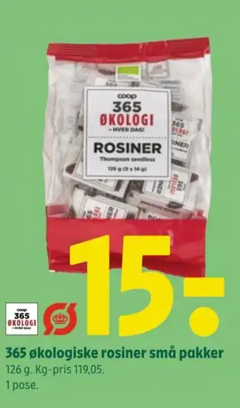 365 økologiske rosiner små pakker