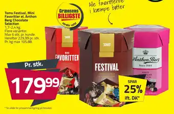 Fleggaard Toms Festival, Mini Favoritter el. Anthon Berg Chocolate Selection tilbud