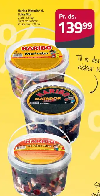 Fleggaard Haribo Matador el. I Like Mix tilbud