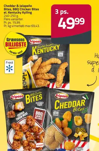 Fleggaard Cheddar & Jalapeño Bites, BBQ Chicken Bites el. Kentucky Kylling tilbud