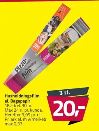 Fleggaard Husholdningsfilm el. Bagepapir tilbud