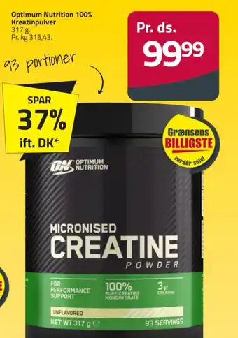 Fleggaard Optimum Nutrition 100% Kreatinpulver tilbud