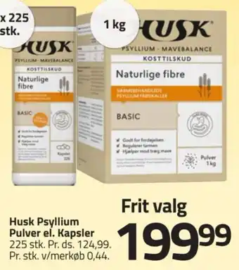 Fleggaard Husk Psyllium Pulver el. Kapsler tilbud