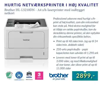 Tjdata Brother HL-L5210DN - A4 s/h-laserprinter med indbygget netkort tilbud