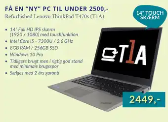 CBC Refurbished Lenovo ThinkPad T470s (T1A) tilbud