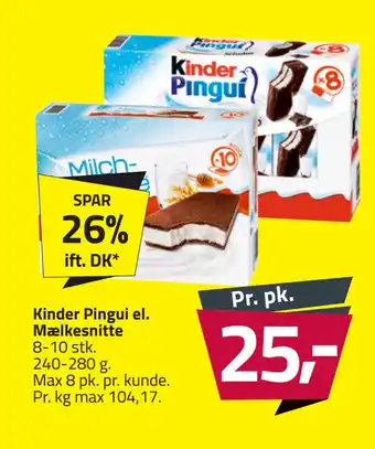Fleggaard Kinder Pingui el. Mælkesnitte tilbud