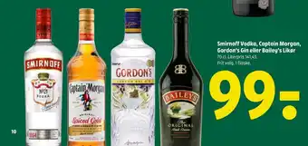 Coop 365 Smirnoff Vodka, Captain Morgan, Gordon’s Gin eller Bailey’s Likør tilbud