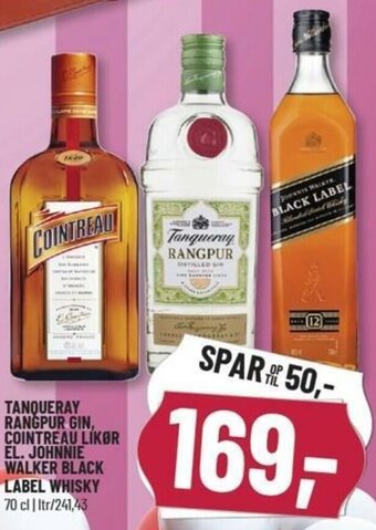 Tanqueray Rangpur Gin, Cointreau Likør El. Johnnie Walker Black Label Whisky