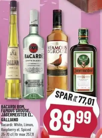 Løvbjerg Bacardi Rom, Famous Grouse, Jagermeister El. Galliano tilbud