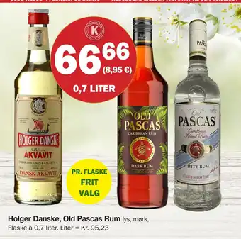 Købmandsgården Holger Danske, Old Pascas Rum tilbud