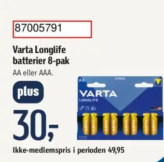 Føtex Varta Longlife batterier 8-pak tilbud