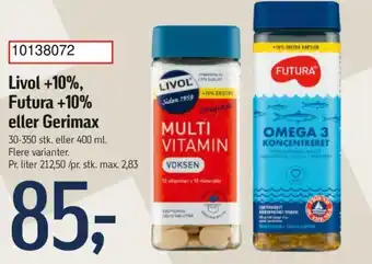 Føtex Livol +10%, Futura +10% eller Gerimax tilbud