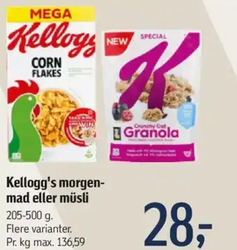 Føtex Kellogg's morgen-mad eller müsli tilbud