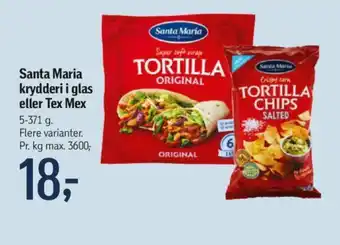 Føtex Santa Maria krydderi i glas eller Tex Mex tilbud