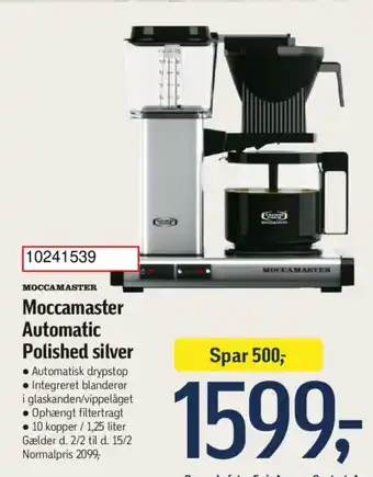 Føtex Moccamaster Automatic Polished silver tilbud