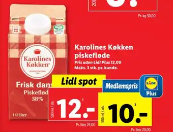 Lidl Karolines Køkken piskefløde tilbud