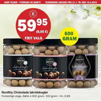 Købmandsgården Nordthy Chokolade lakridskugler tilbud