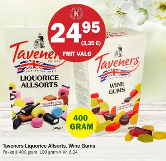 Taveners Liquorice Allsorts, Wine Gums