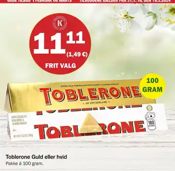 Købmandsgården Toblerone Guld eller hvid tilbud