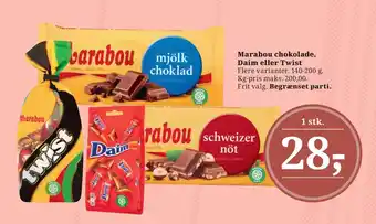 Dagli'Brugsen Marabou chokolade, Daim eller Twist tilbud