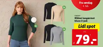 Lidl Ribbet langærmet bluse 2-pak tilbud