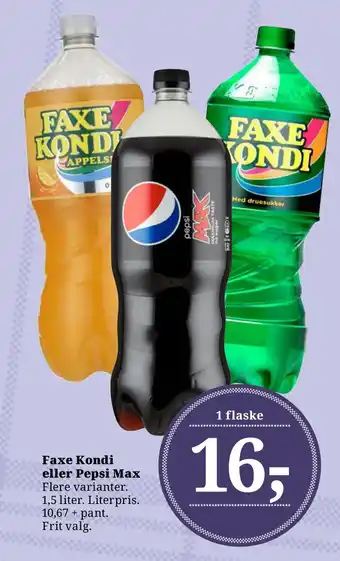 Dagli'Brugsen Faxe Kondi eller Pepsi Max tilbud