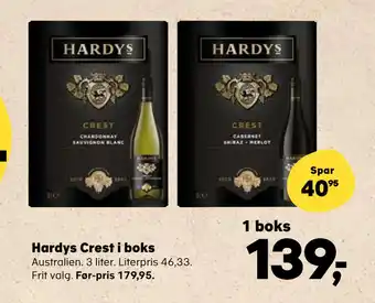 Kvickly Hardys Crest i boks tilbud
