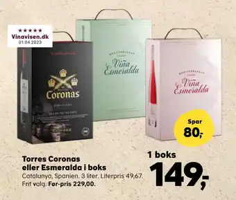 Kvickly Torres Coronas eller Esmeralda i boks tilbud