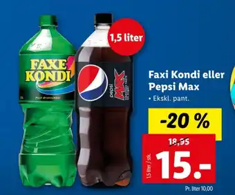 Lidl Faxi Kondi eller Pepsi Max tilbud