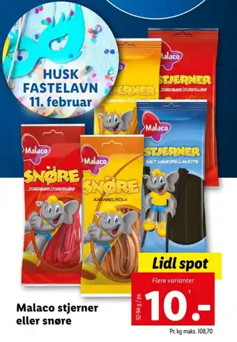 Lidl Malaco stjerner eller snøre tilbud