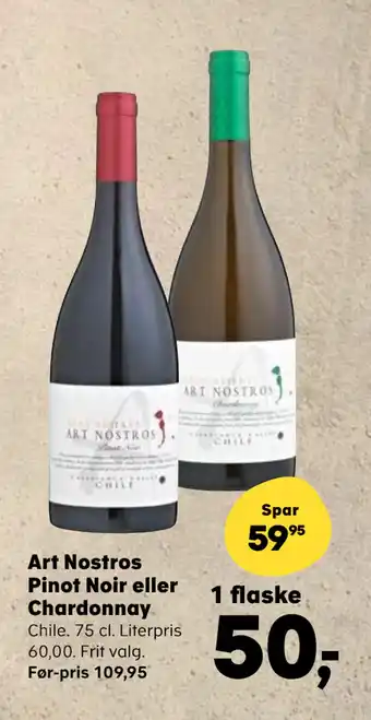 SuperBrugsen Art Nostros Pinot Noir eller Chardonnay tilbud