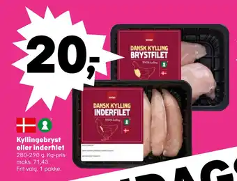 SuperBrugsen Kyllingebryst eller inderfilet tilbud