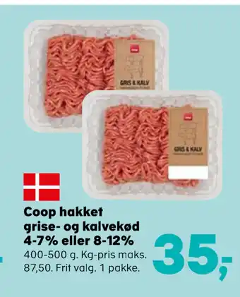 SuperBrugsen Coop hakket grise- og kalvekød 4-7% eller 8-12% tilbud