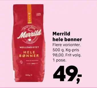 SuperBrugsen Merrild hele bønner tilbud