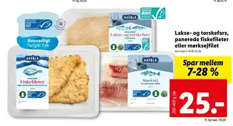 Lidl Lakse ‑ og torskefars, panerede fiskefileter eller mørksejfilet tilbud