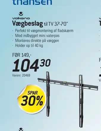 Thansen Vægbeslag til TV 37-70 tilbud