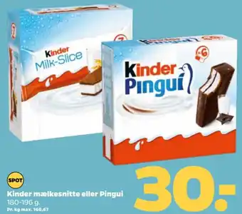 Netto Kinder mælkesnitte eller Pingui tilbud