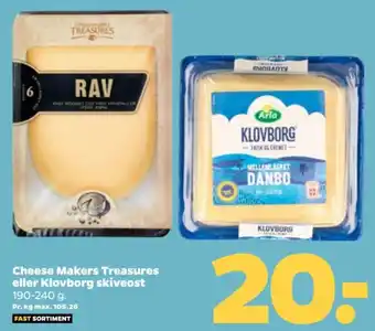 Netto Cheese Makers Treasures eller Klovborg skiveost tilbud