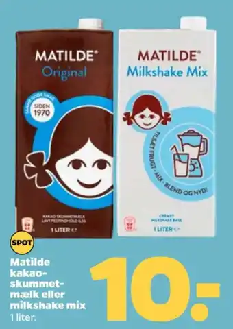 Netto Matilde kakao-skummet-mælk eller milkshake mix tilbud