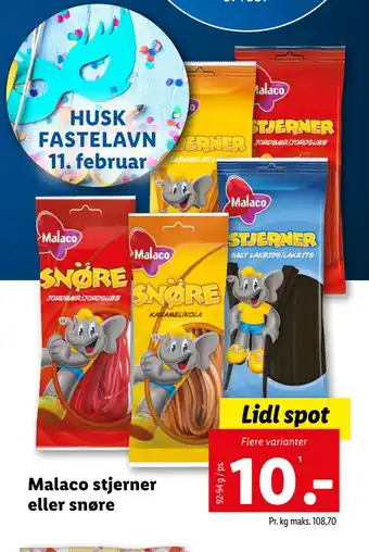 Lidl Malaco stjerner eller snøre tilbud